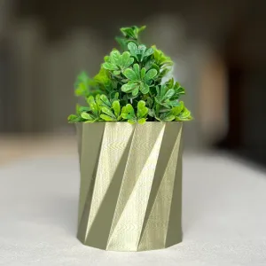 Shine Antique Brass 3D Printed Pot w greens